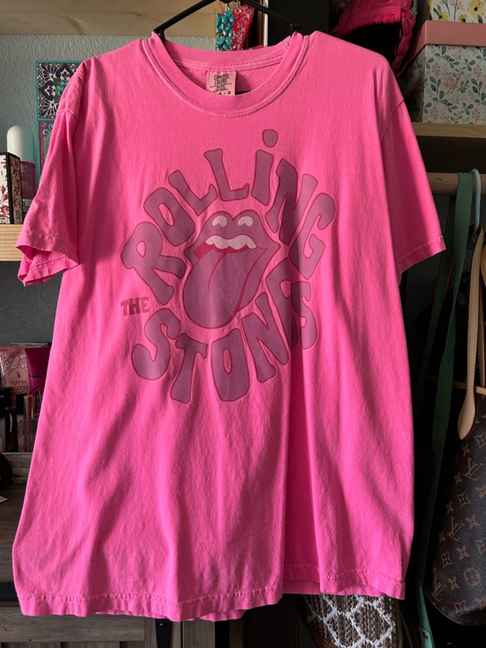 the Rolling Stones Kids Hot Pink Graphic Tee with Tongue Logo